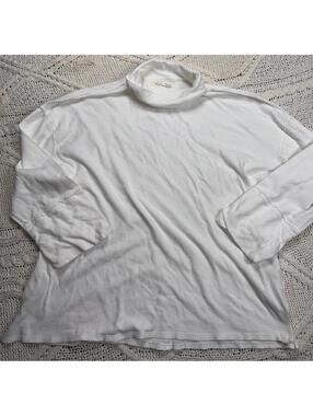 We The Free Phoebe Turtleneck Long Sleeve Longline Top White Sz M